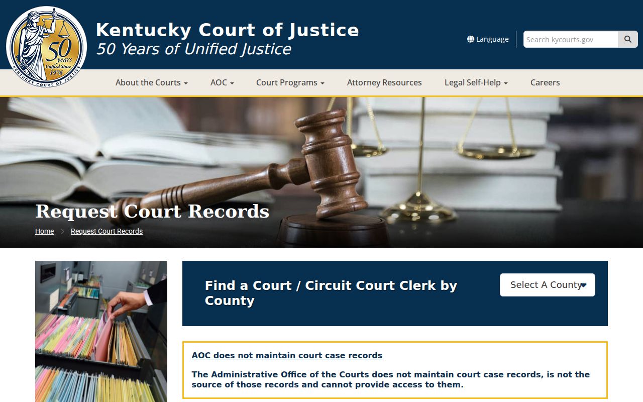 Bourbon County criminal court case records request page