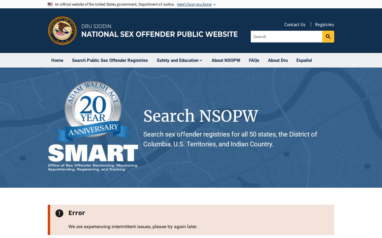 National search layer for a Bourbon County sex offender search