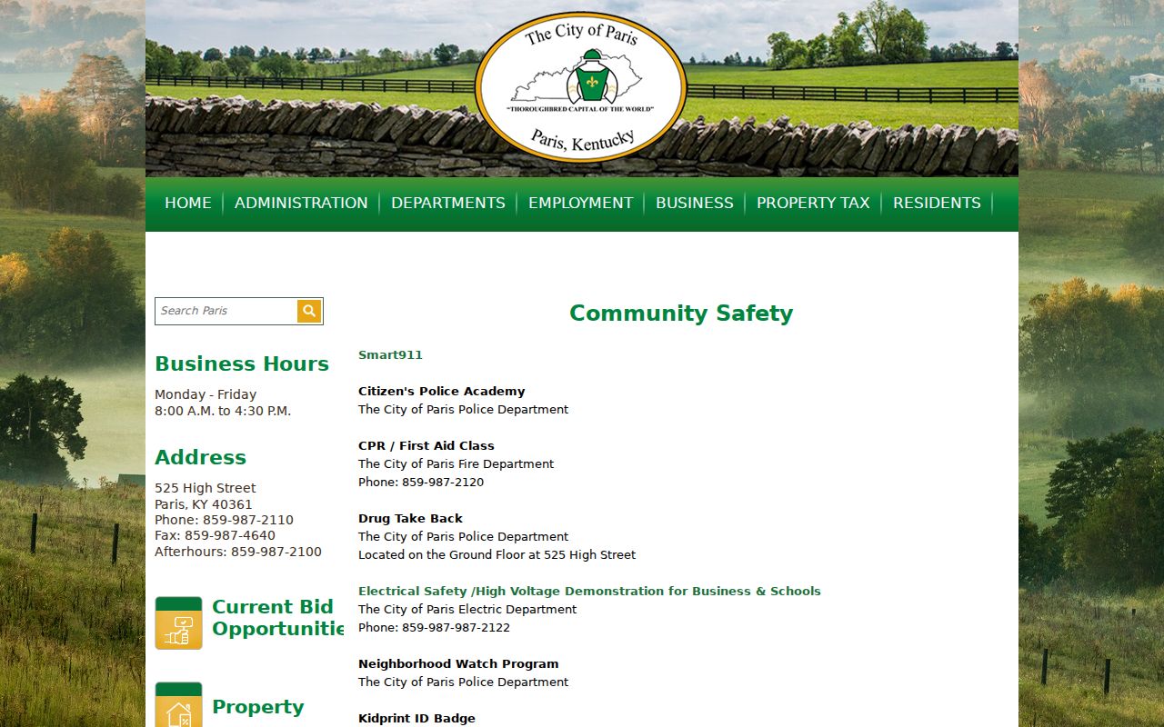 Paris Police Department criminal records and community safety page