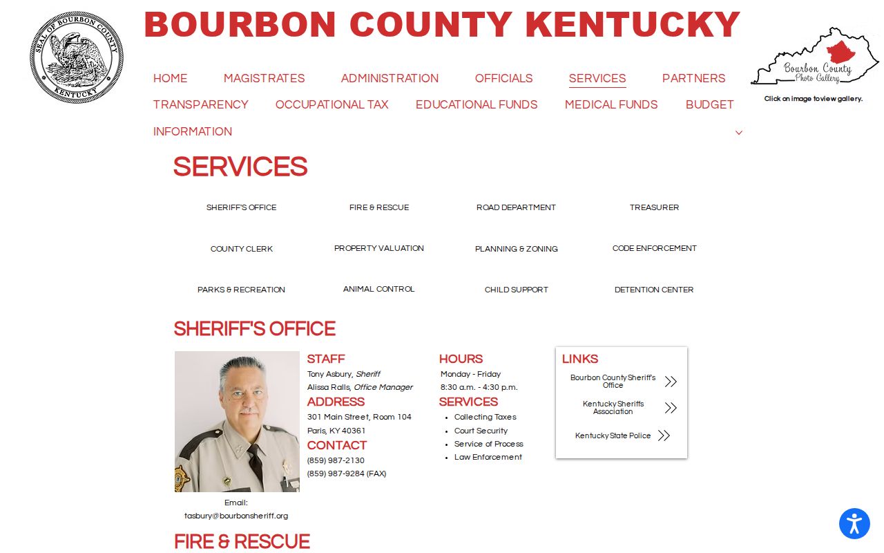 Bourbon County criminal record and detention services
